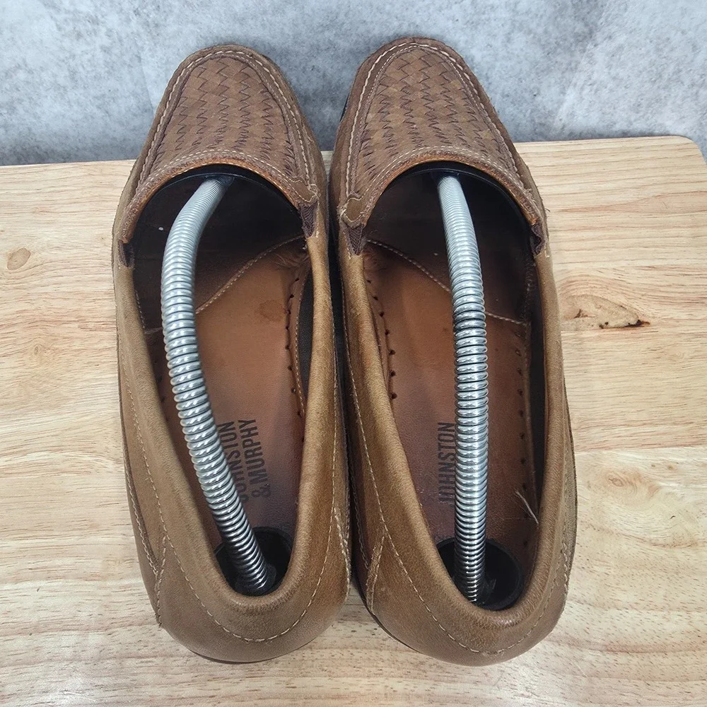 Johnston &‎ Murphy Loafers Mens 11 M Brown Weave Leather Slip On Shoes Brazil